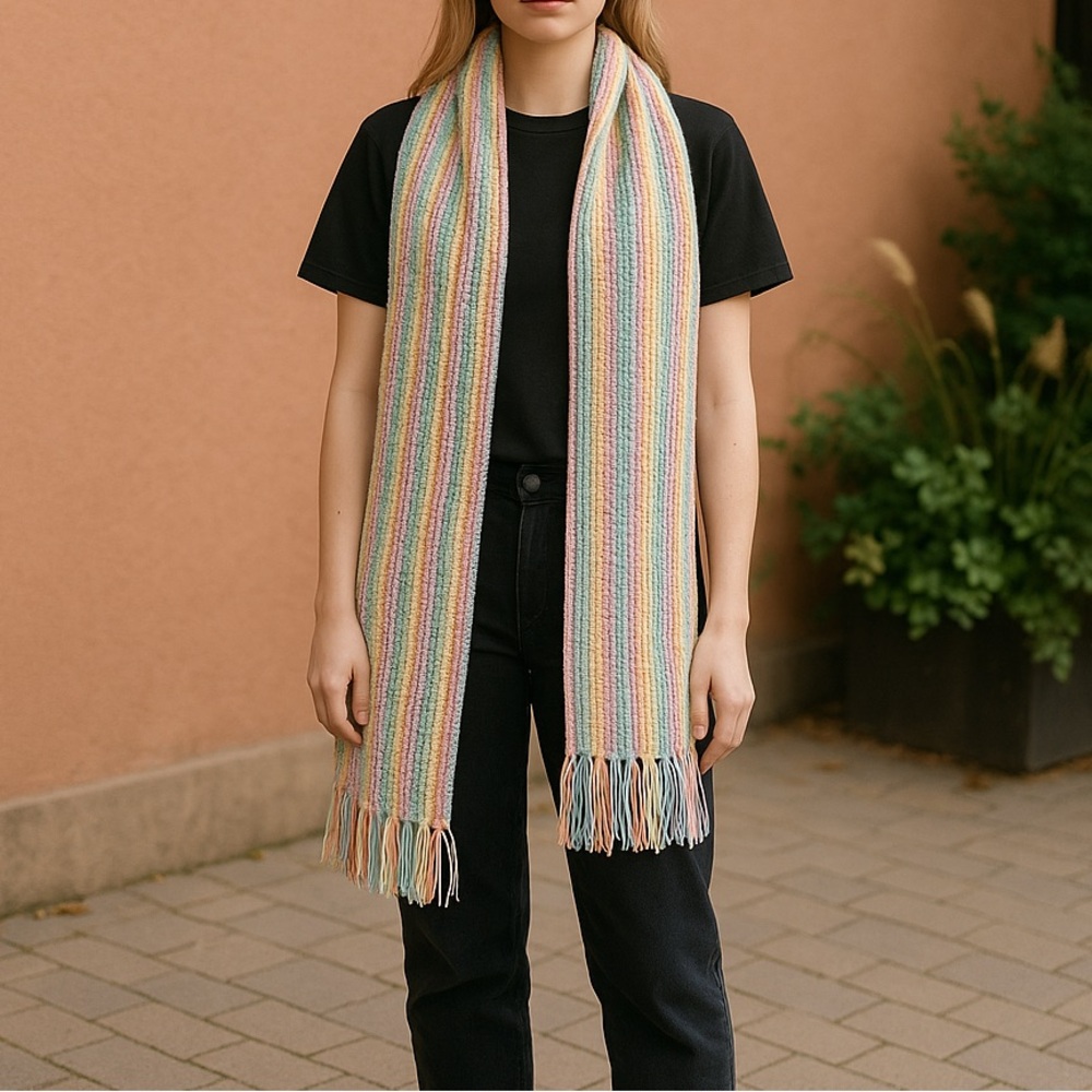 Multi color crochet Alpaca scarf, Unisex, handmade